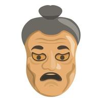 Traditional noh mask icon cartoon vector. Kabuki face vector