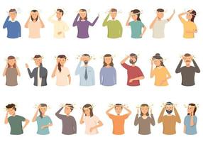 Fainting icons set cartoon vector. Person accident vector