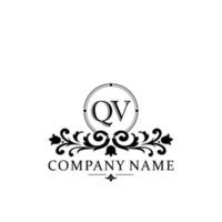 letter QV floral logo design. logo for women beauty salon massage cosmetic or spa brand vector