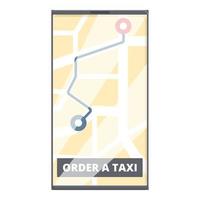 Phone order taxi icon cartoon vector. Car app vector