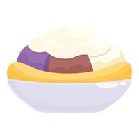 crema plátano bocadillo icono dibujos animados vector. comida helado con frutas y nueces vector