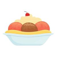 Cream balls icon cartoon vector. Sundae food vector