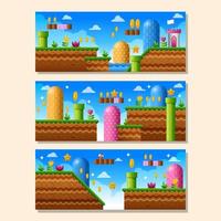 Set of Arcade Game Scenery Banners vector