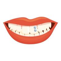 Diamond tooth gem icon cartoon vector. Teeth care vector