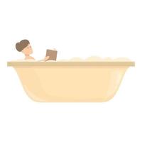 Warm bath reading book icon cartoon vector. Spa tub vector