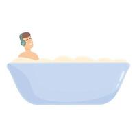 Warm bath listen music icon cartoon vector. Water shower vector