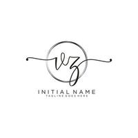 Initial VZ feminine logo collections template. handwriting logo of initial signature, wedding, fashion, jewerly, boutique, floral and botanical with creative template for any company or business. vector