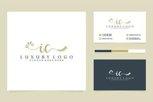 Initial IC Feminine logo collections and business card templat Premium Vector