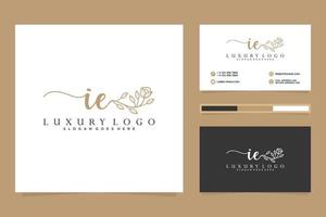 Initial IE Feminine logo collections and business card templat Premium Vector