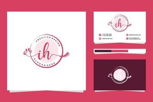 Initial IH Feminine logo collections and business card templat Premium Vector