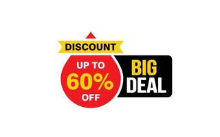 60 Percent BIG DEAL offer, clearance, promotion banner layout with sticker style. vector