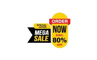 80 Percent MEGA SALE offer, clearance, promotion banner layout with sticker style. vector