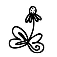 One continuous line chamomile flower doodle drawing. Perfect for tee, stickers, cards. vector