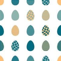 Easter seamless pattern with checkered, striped and dotted eggs. Perfect print for tee, paper, fabric, textile. vector