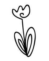 One continuous line minimalistic tulip flower drawing. Perfect for tee, stickers, cards. vector