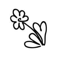 One continuous line daisy flower doodle drawing. Perfect for tee, stickers, cards. vector