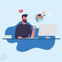 a father feels happy to know the achievements of his son at school vector