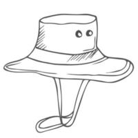 sombrero de hombre tocado para boy scouts. sombrero para caminatas o caza. ilustración vectorial en estilo garabato, aislado en un fondo blanco. vector
