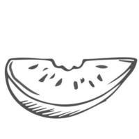 Doodle fresh line Watermelon slice. Isolated on white vector