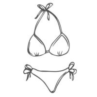 Doodle Beach Bikini sketch in vector. Summer swimwear icon isolated vector