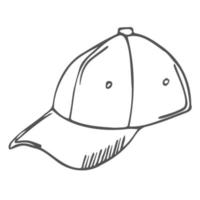 icono de garabato de contorno de sombrero de béisbol dibujado a mano vectorial. ilustración de esbozo de gorra de béisbol para impresión, web, móvil e infografía aislado sobre fondo blanco. vector