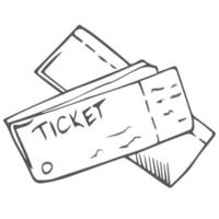 Train and plain ticket hand drawn outline doodle icon. Train boarding pass, journey and railway, subway and trip concept. vector