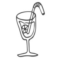 cocktail vector doodle sketch. line art cocktail isolated on white