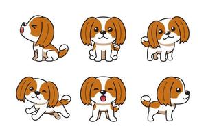 conjunto de dibujos animados de vector de perro shih tzu