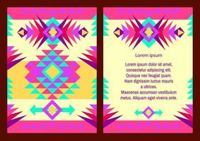 Aztec style vertical flyer set with Mexican ethnic elements. Vector. vector