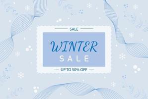 Poster winter sale, template with branches and snowflakes vector