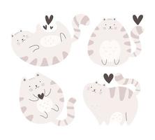 dibujos animados conjunto de gatos vistoso vector plano estilo ilustración para niños. bebé diseño para tarjetas, huellas dactilares, carteles, cubrir