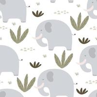 sin costura modelo con elefante, decoración elementos. vistoso vector para niños. mano dibujo, plano estilo. bebé diseño para tela, imprimir, textil, envoltura