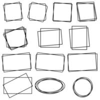 Square Frame vector icons set. Double Square illustration sign collection.