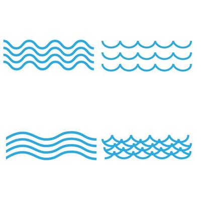 Blue wave Vector icons set on white background. Water waves illustration sign collection.