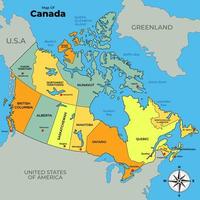 mapa de Canadá con rodeando fronteras vector