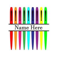 Bright Colors Flair Pen Split for Name Monogram vector illustration symbol or logo.