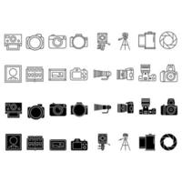 foto cámara icono vector colocar. fotografía estudio ilustración firmar recopilación. película símbolo.