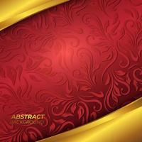 red vintage floral pattern background and golden shape vector design