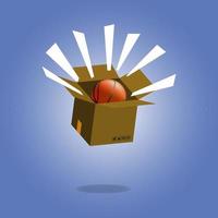 Cardboard with basket ball  vector illustration