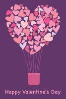 A balloon made of hearts. Valentine's Day greeting card. Vector illustration.