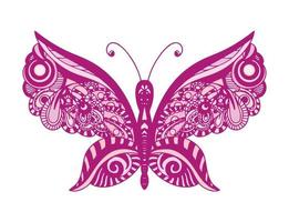 Decorative element in the form of a butterfly in the style of a zentangle style. Template for the design of postcards, T-shirts, posters, tattoos, henna drawings vector