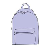 Backpack. School briefcase. Drawing in one line. Vector illustration isolated on a white background.