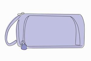 Pencil case icon. Pencil case drawn in one line. Vector illustration isolated on white background