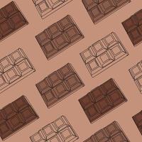 Seamless pattern of the chocolate bar icon. Continuous one-line drawing of chocolate vector