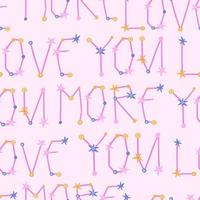 seamless pattern with words love you more. vector design for fabric, paper and more.