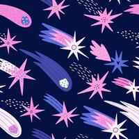 seamless pattern with falling stars. cosmic shooting star vector design for fabric, paper and more.