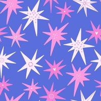 sin costura modelo con estrellas. rosado estrellas en un azul antecedentes. vector diseño para tela, papel y más.