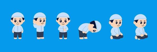 sholat musulmán orar Ramadán eid dibujos animados vector