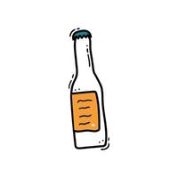Doodle Glass Bottle. Hand drawn vector illustration. Design element for menu, bar