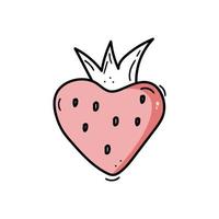 Doodle color strawberry. Hand drawn vector illustration isolated on a white background. Design element